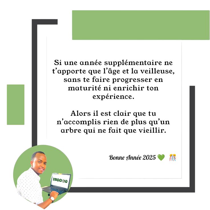AmirYOUSSOUF31's tweet photo. 🎊🎊🎊
Rappelez-vous : les grandes réussites commencent par de petits pas, mais avec détermination, elles mènent loin. 

Bonne année à vous et vos proches !

#DjiboutiJanoo🇩🇯💚 #BonneAnnée2025 #Motivation #Inspiration #Résilience #Détermination #Persévérance https://t.co/0UStCcg1gF