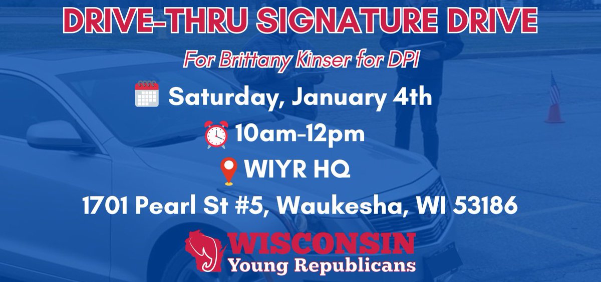 🚨CALL TO ACTION🚨

Come sign nomination papers for Conservative Candidate for DPI Brittany Kinser THIS SATURDAY. 

Help Brittany get on the ballot this spring by coming by our Headquarters in Waukesha between 10am &amp; noon to sign nomination papers for her!