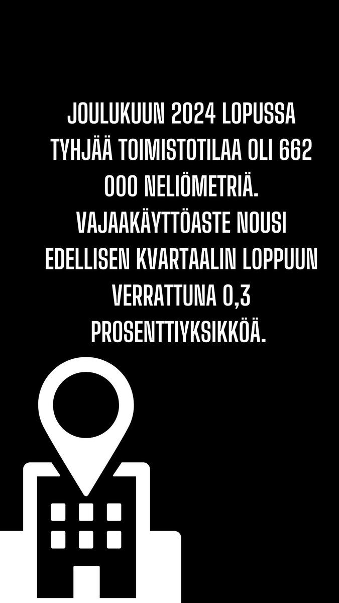 Helsinki Research Forum päivitti pk-seudun keskeisten  toimistoalueiden vajaakäyttöasteen sekä tarkastelussa olevan  toimistokannan - pääkaupunkiseudun toimistotilojen vajaakäytön kasvu jatkuu

Lue lisää➡️rakli.fi/rakli-tiedotta…

#toimistot #vajaakäyttö #helsinkiresearchforum