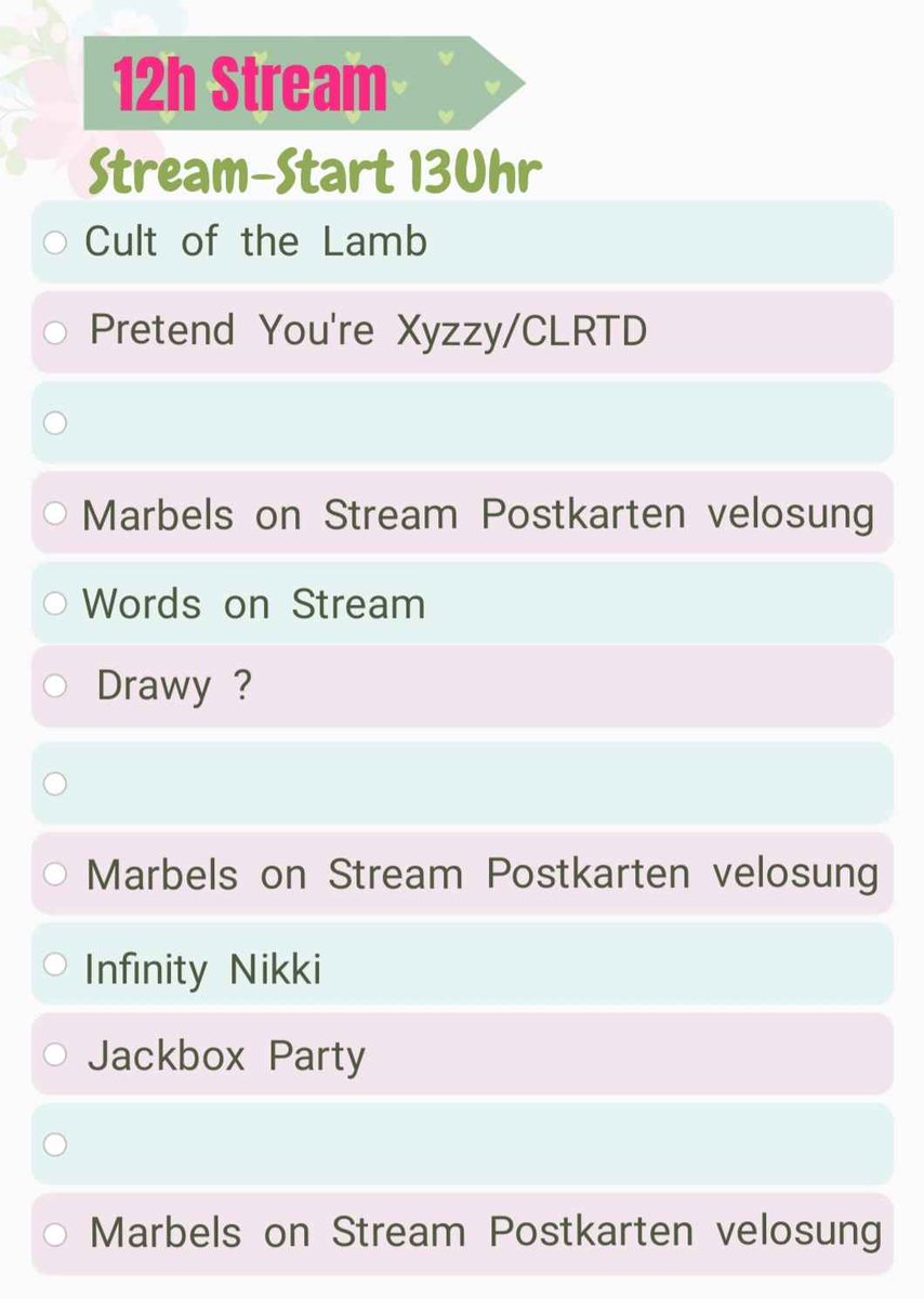 Mikuino2's tweet photo. Ich freue mich riesig auf das Event mit euch ❤️
In den folgenden Bildern ist, die Auflistung der geplanten spiele und der Sub-Goals.
https://t.co/f2FE4UV3TI
#Vtuber #GERVtuber #twitch #Jubiläum #12hStream #CommunityGames https://t.co/eV9X0PgMZj