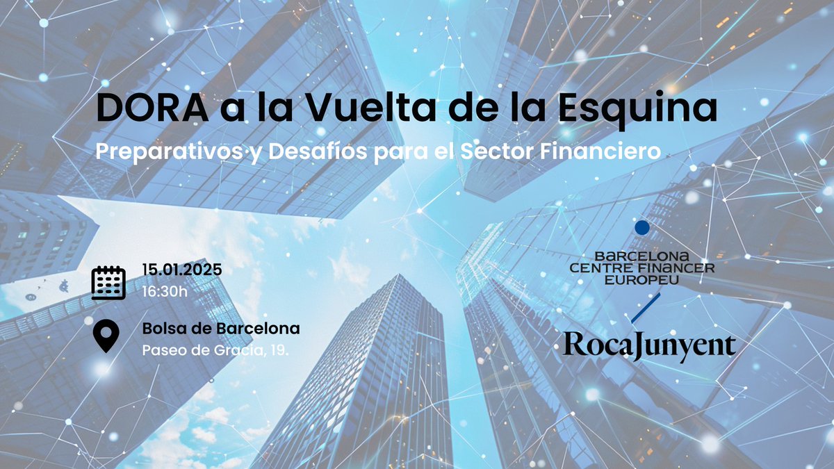 BCFE - Barcelona Centre Financer Europeu (@bcn_ctr_fin_eur) on Twitter photo 📢 #DORA a la vuelta de la esquina: preparativos y desafíos para el sector financiero
📝 Este evento se centrará en el inminente impacto del Reglamento DORA y las estrategias para su implementación
▶ Inscripción: docs.google.com/forms/d/e/1FAI…
👥 <a href="/bcn_ctr_fin_eur/">BCFE - Barcelona Centre Financer Europeu</a> y <a href="/Roca_Junyent/">RocaJunyent</a> 📢 #DORA a la vuelta de la esquina: preparativos y desafíos para el sector financiero
📝 Este evento se centrará en el inminente impacto del Reglamento DORA y las estrategias para su implementación
▶ Inscripción: docs.google.com/forms/d/e/1FAI…
👥 <a href="/bcn_ctr_fin_eur/">BCFE - Barcelona Centre Financer Europeu</a> y <a href="/Roca_Junyent/">RocaJunyent</a>