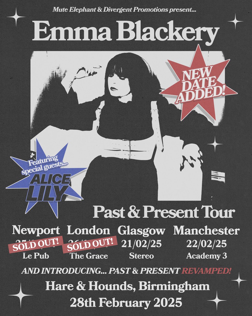 emmablackery's tweet photo. Now that it’s January we can officially say that tour is NEXT MONTH! We’re also returning to Birmingham with a revamped set that you’ve never seen before - tickets are on sale now! https://t.co/Pt2x0SLfe9 https://t.co/B7P1vv2O28