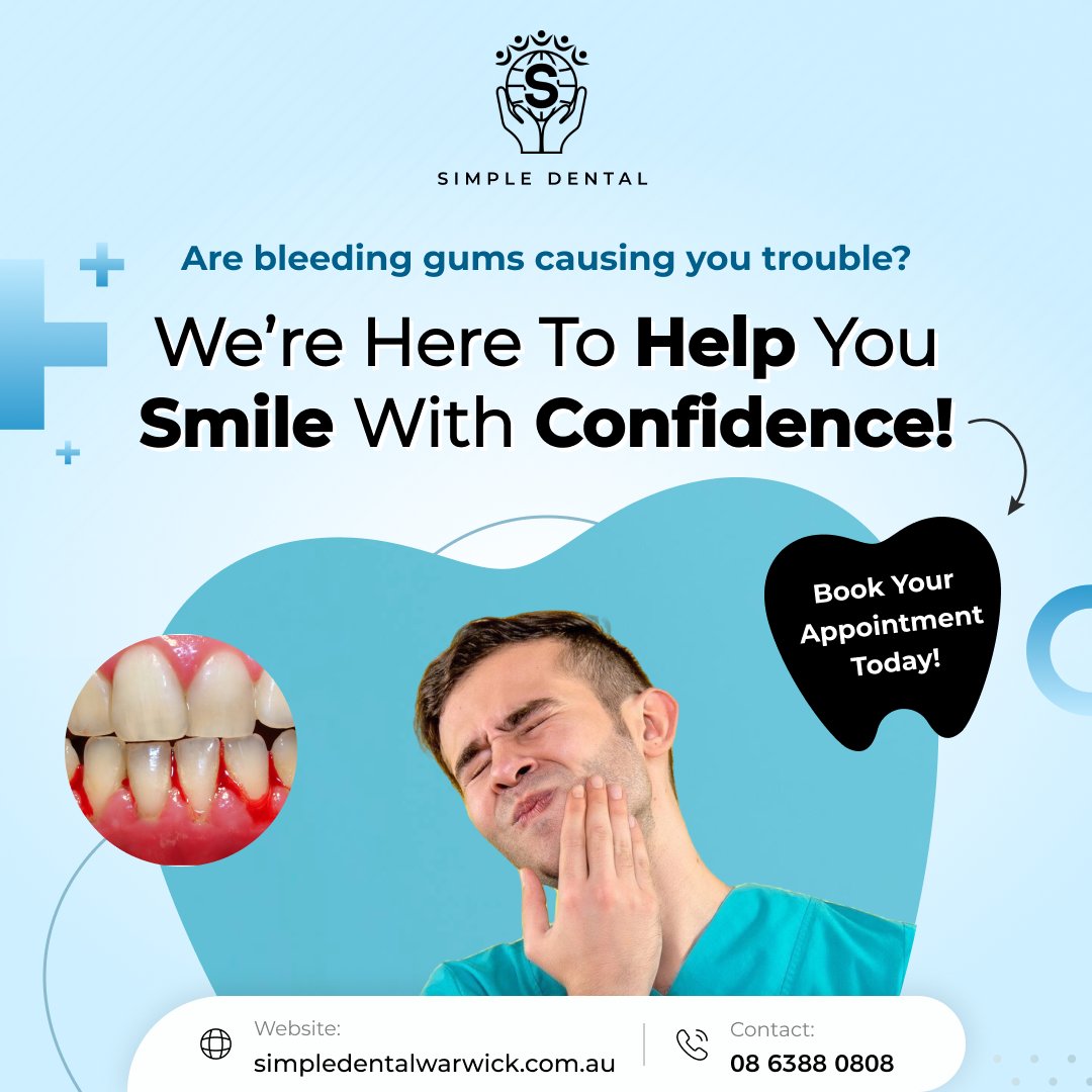 simpledentalwa's tweet photo. Bleeding #gums bothering you? Let’s bring back your confident smile! 😊

💡 Book your appointment today and take the first step towards healthier gums and a brighter smile!

📅 https://t.co/3l0BLe4jKT
📞 Call us at (08 6388 0808)

#DentalCare #OralCare #Dentist https://t.co/xmkVU2wwIe