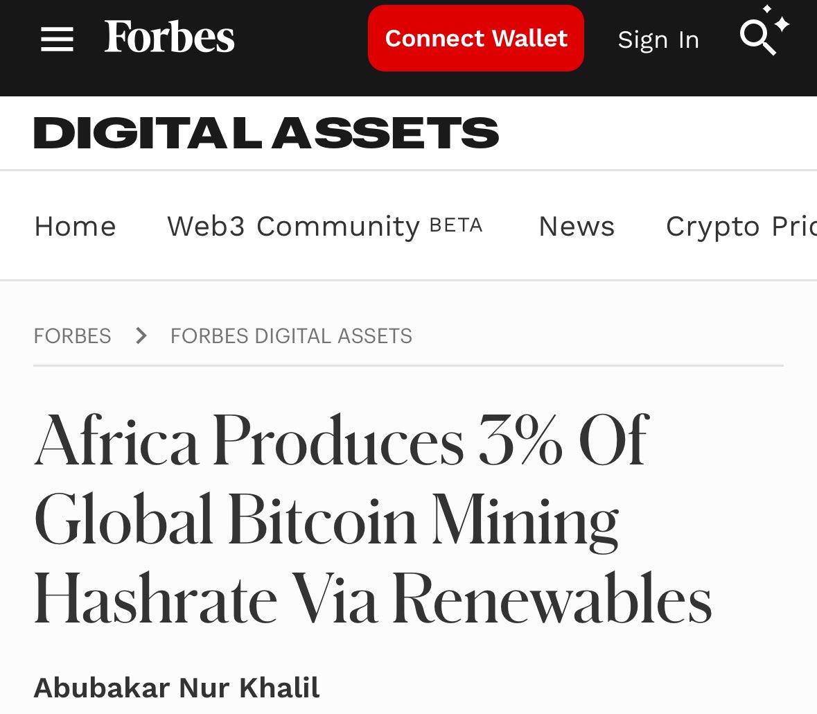 FORBES: Bitcoin mining in Africa “has shown to provide the much-needed  revenue to boost electricity infrastructure development, create jobs,  sustainably electrify rural communities, and catalyze green energy  production.”