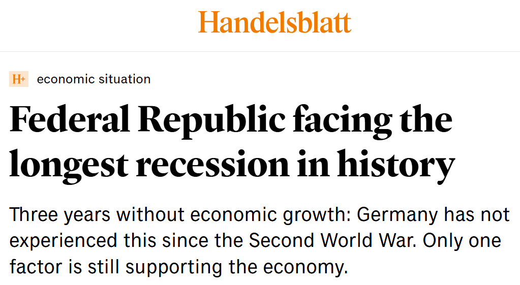 NEW - Germany is facing three years without economic growth, which has not been experienced since World War 2.