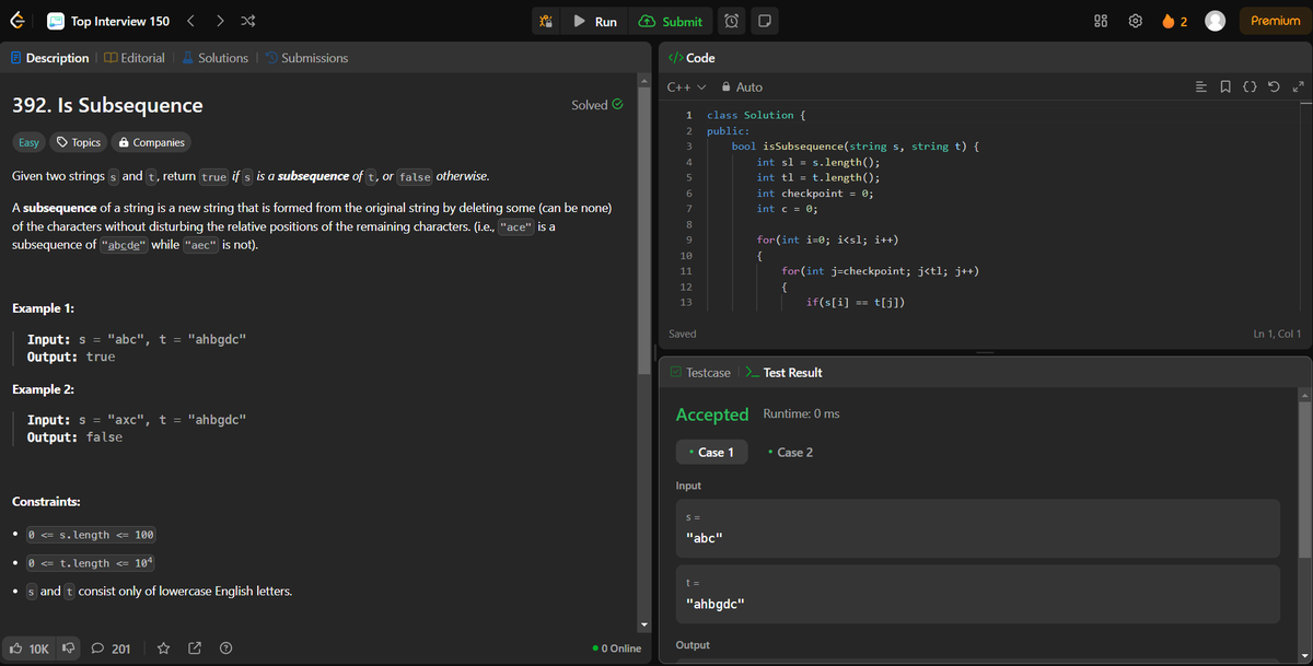 arav_mahind's tweet image. #Day22 of #30daysProductivityChallenge      

-- 📍Solved string and array related questions       
-- 💻Leetcode 
      - 2559. Count Vowel Strings in Ranges
      - 1768. Merge Strings Alternately
      - 392. Is Subsequence

#buildinpublic #DSA #LeetCode #ProblemSolving