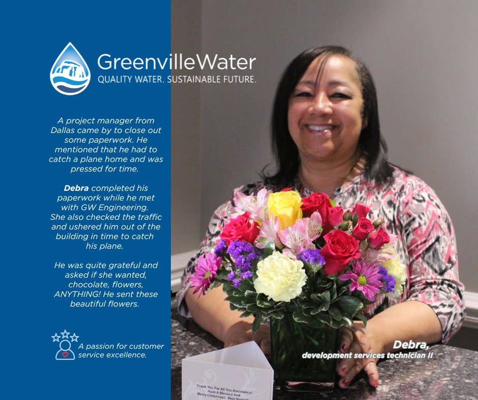 ABOVE and BEYOND -- Debra is another valued team member who always goes the extra mile to ensure that our customers receive exemplary service! #qualitywatersustainablefuture