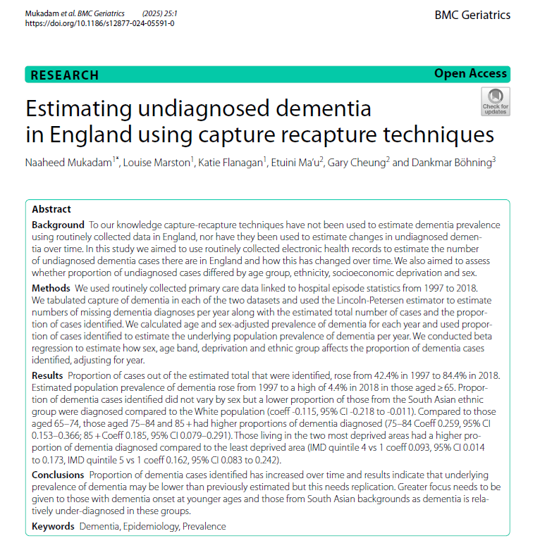 Louise Marston (@marstonlouise) on Twitter photo Estimating undiagnosed dementia in England using capture recapture techniques in BMC Geriatrics doi.org/10.1186/s12877… <a href="/UCL_PCPH/">UCL Primary Care & Population Health</a> <a href="/Naaheed_Mukadam/">Naaheed Mukadam</a> <a href="/UCLPsychiatry/">UCL Psychiatry</a> Estimating undiagnosed dementia in England using capture recapture techniques in BMC Geriatrics doi.org/10.1186/s12877… <a href="/UCL_PCPH/">UCL Primary Care & Population Health</a> <a href="/Naaheed_Mukadam/">Naaheed Mukadam</a> <a href="/UCLPsychiatry/">UCL Psychiatry</a>