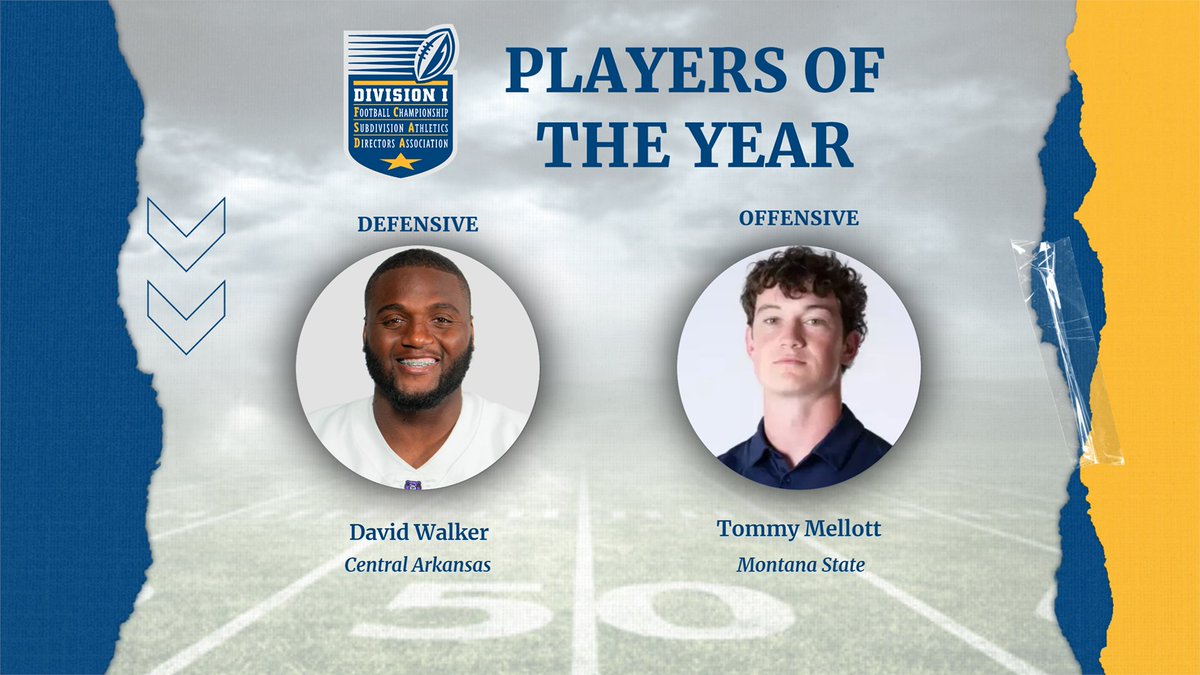 We are excited to announce our 2024 Defensive Player of the Year from <a href="/UCAAthletics/">Central Arkansas Athletics</a> and Offensive Player of the Year from <a href="/MSUBobcats/">Montana State Bobcats</a> ! 👏🏆
 
🔹 DL David Walker, Central Arkansas
🔹 QB Tommy Mellott, Montana State

Click 🔗 for full release 👉 bit.ly/49XIwgl