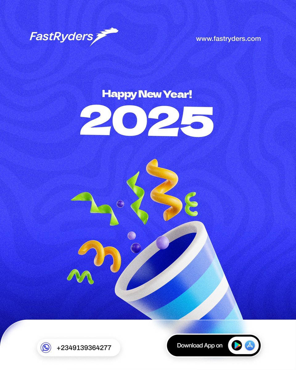 FastRydersNG's tweet photo. Happy New Year! 🥳🥳 Wishing you a year filled with smooth journeys and successful deliveries. 🚚 We're here to make your 2025 easier with fast, seamless and reliable service. 🚀
.
.
#businessowners #fastrydersapp #smallbusinessowner #fastryders #logisticscompanyinlagos #2025 https://t.co/jP3P49HrHR