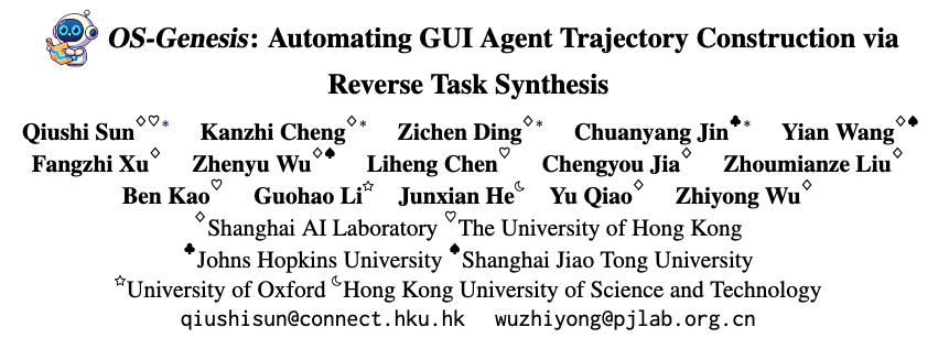 🎉Introducing our latest work on GUI Agents: "OS-Genesis: Automating GUI Agent Trajectory Construction via Reverse Task Synthesis"

TLDR: We build an interaction-driven pipeline for synthesizing high-quality and diverse GUI agent trajectory data through reverse Task Synthesis.