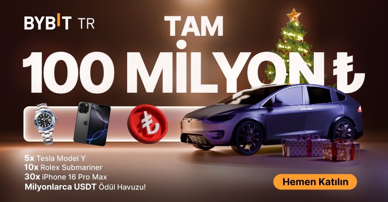 BybitTurkiye's tweet photo. 🎉 TAM 100 Milyon Türk Lirası Ödül Havuzu! 🔥

🎄Milyonlarca $USDT!
🎄5 Adet Tesla Model Y!
🎄 10 Adet Rolex Submariner!
🎄 30 Adet iPhone 16 Pro Max!

🎁 Muhteşem ödüller siz değerli kullanıcılarımızı bekliyor!

Detaylar 👇