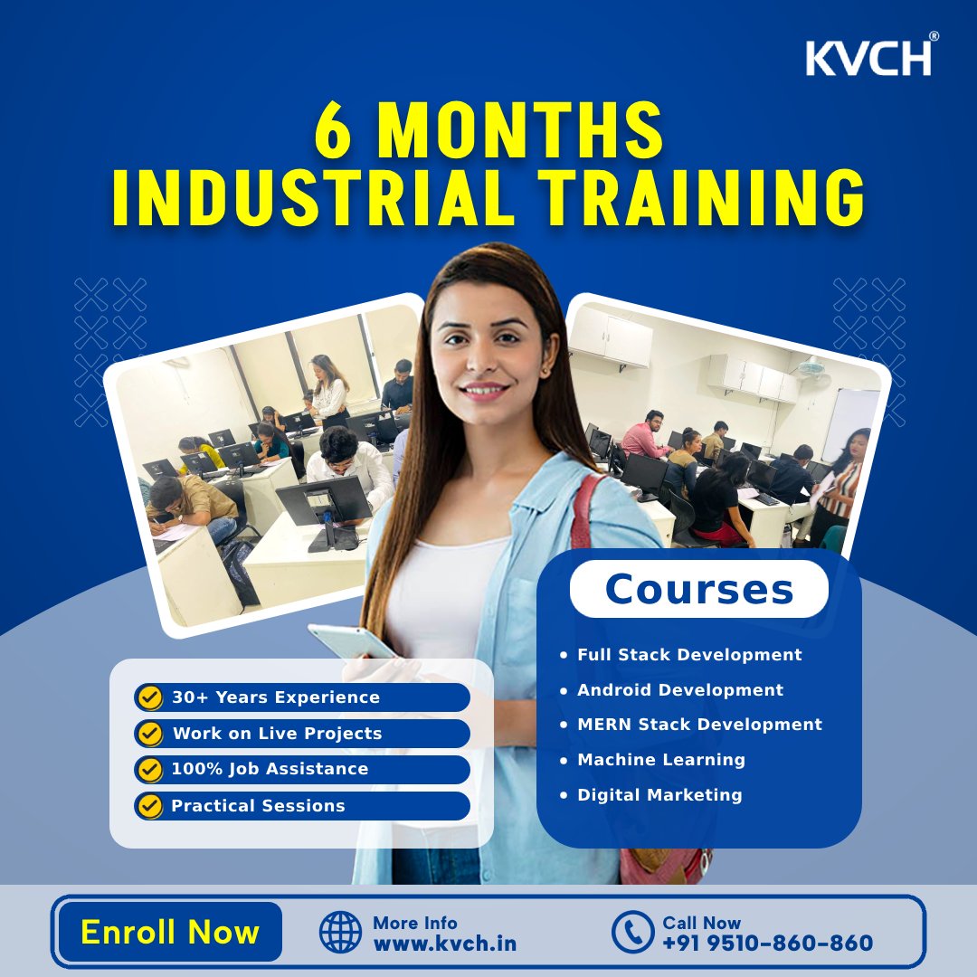 kvchnoida's tweet image. 🚀 Launch Your Career with KVCH’s 6 Months Industrial Training Program! 💼✨

#IndustrialTraining #CertificationCourse #CareerGrowth #SkillDevelopment #HandsOnExperience #EnrollNow #LearnAndGrow #ProfessionalTraining #FutureReady #InDemandCourses #BoostYourCareer #DataScience