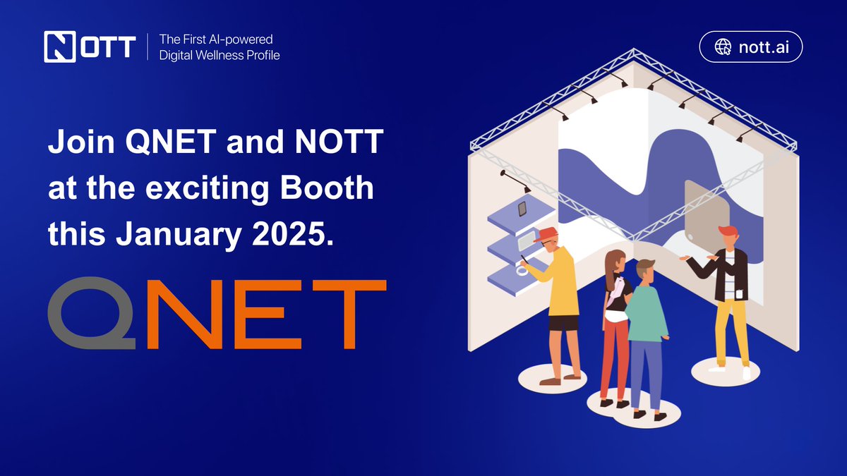 nott_depin's tweet photo. Join QNET and NOTT at the exciting Booth this January 2025 🍀

QNET is Asia’s leading direct-selling business and the largest subsidiary of over 30 businesses under the Qi Group. The company operates in over 100 countries with 6 distribution centers and currently offers products in 12 languages. Ranked among the top centers of the APAC Contact Center (CCW), QNET is the official partner of Manchester City Football Club and has sponsored the Rashid Center in Dubai.

Intending to provide consumers with ultimate devices with outstanding features, NOTT collaborated with QNET for the upcoming trade booth exhibition on January. We invite you to attend this event for a few features that you will appreciate!

Why Visit the NOTT Booth?🌟
🌟Explore cutting-edge health and entertainment devices for both adults and kids.
🌟 Learn how innovative technology helps reduce stress, and monitor complex body indicators.
🌟Discover a lifestyle of entertainment with our advanced solutions.

(For anybody interested in technology and leading a more comfortable lifestyle, the NOTT booth is packed full of valuable information about exceptional items at the QNET exhibition. With our health and entertainment devices for adults and children will handle your stress and end up being your best friend. They also help you measure your body's complicated indicators and manage your weight. )

🌀Event Details
🗓️Dates: January, 2025
📍Location: TBA

Follow us for the latest news and exciting updates about this exhibition and our projects. Don’t miss out on this opportunity to revolutionize your lifestyle!