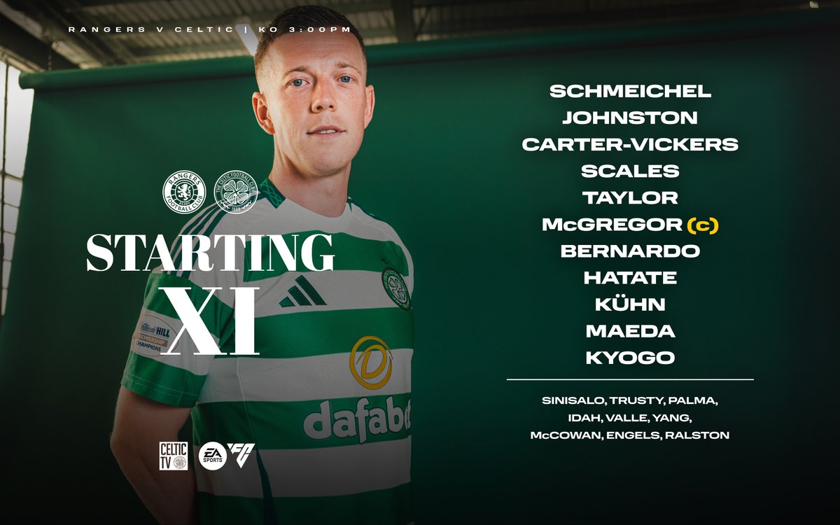 Here's how we line up against Rangers ⤵📋

#RANCEL | #CelticFC🍀