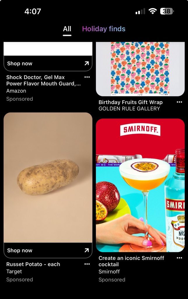 gabsfromeden's tweet photo. got an ad for a potato on pinterest :/ https://t.co/7pIjJaAIIv