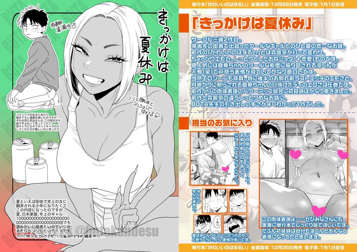 描き下ろしサンプルと
担当さんが作ってくれた解説画像 