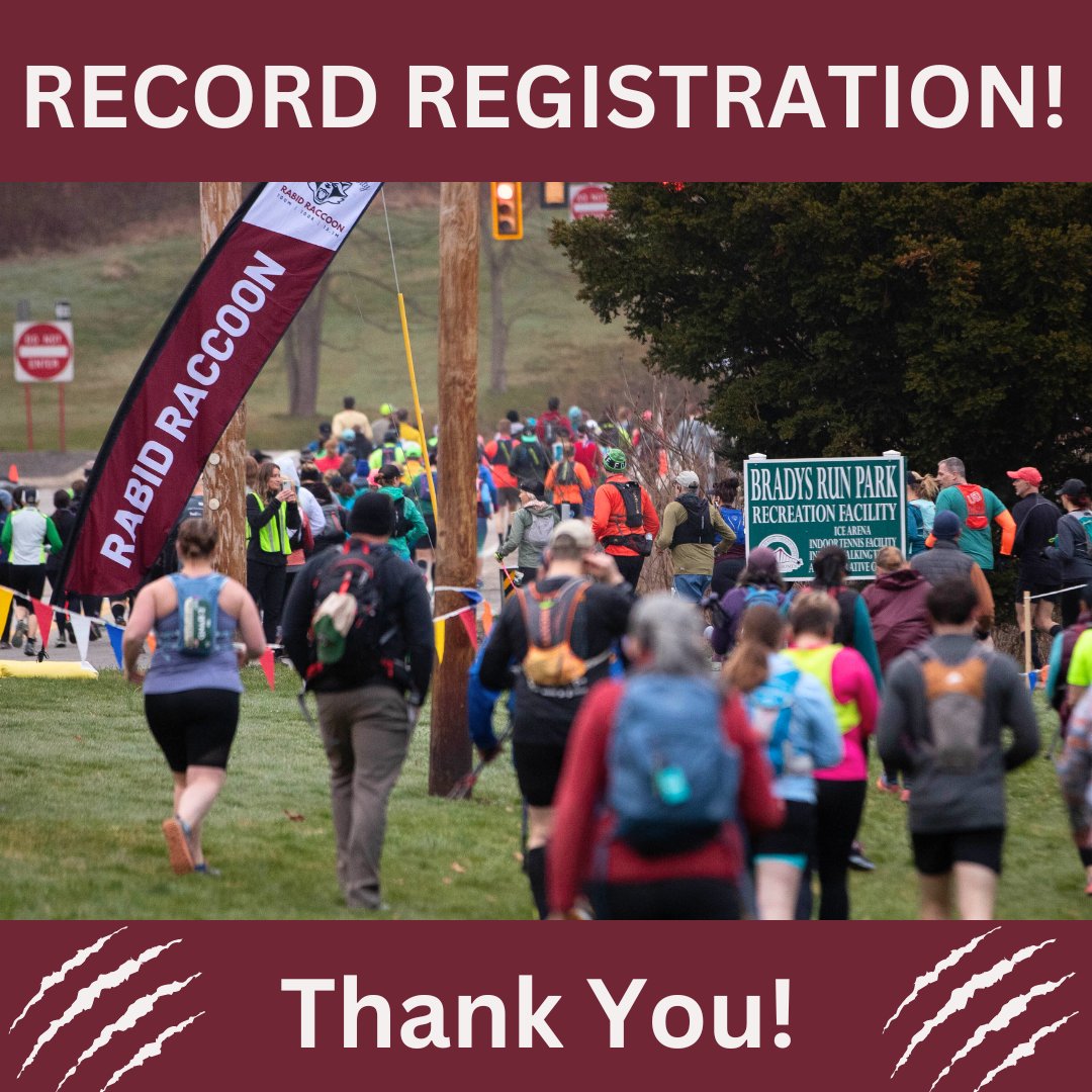The Visit Beaver County Rabid Raccoon 100 has reached a new all-time registration record! We can't wait to see everyone on March 14-16 for one of the largest trail running parties in the United States!
rabidraccoon100.com