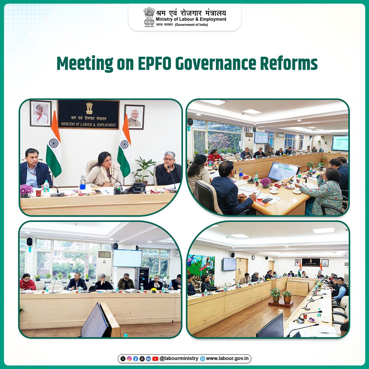 LabourMinistry's tweet image. Secretary, M/o L&amp;amp;E @SumitaDawra chaired a meeting on @socialepfo #GovernanceReforms in New Delhi today. (1/2)