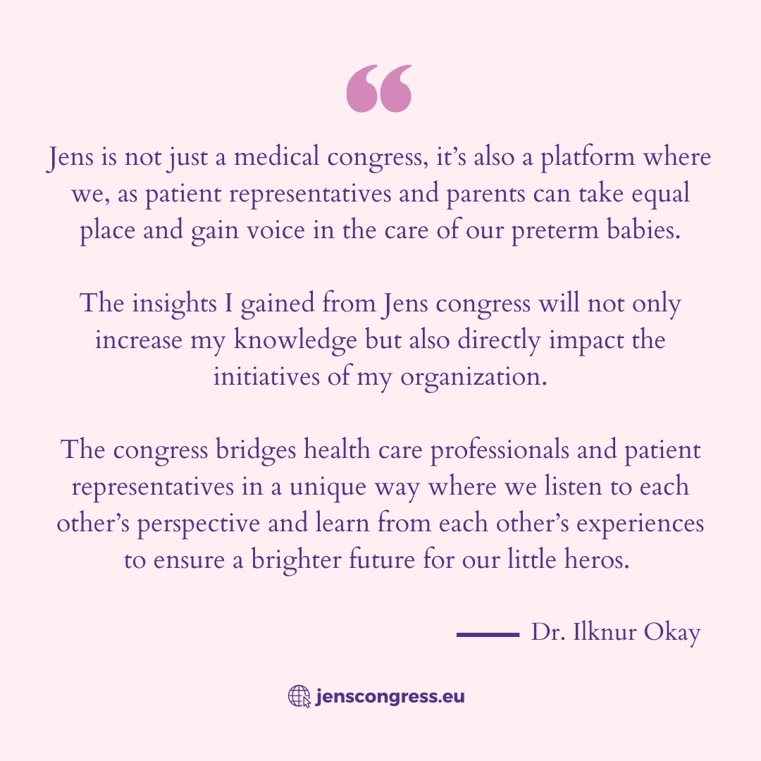 #jENScongress is the leading international #neonatology congress which unites global perinatal, neonatal, and pediatric community! 
Let's hear Dr. Ilknur Okay, MSc’s insights as she shares her inspiring jENS experience!

Register now with early bird fee 👉 bit.ly/jENS-REGISTRAT…