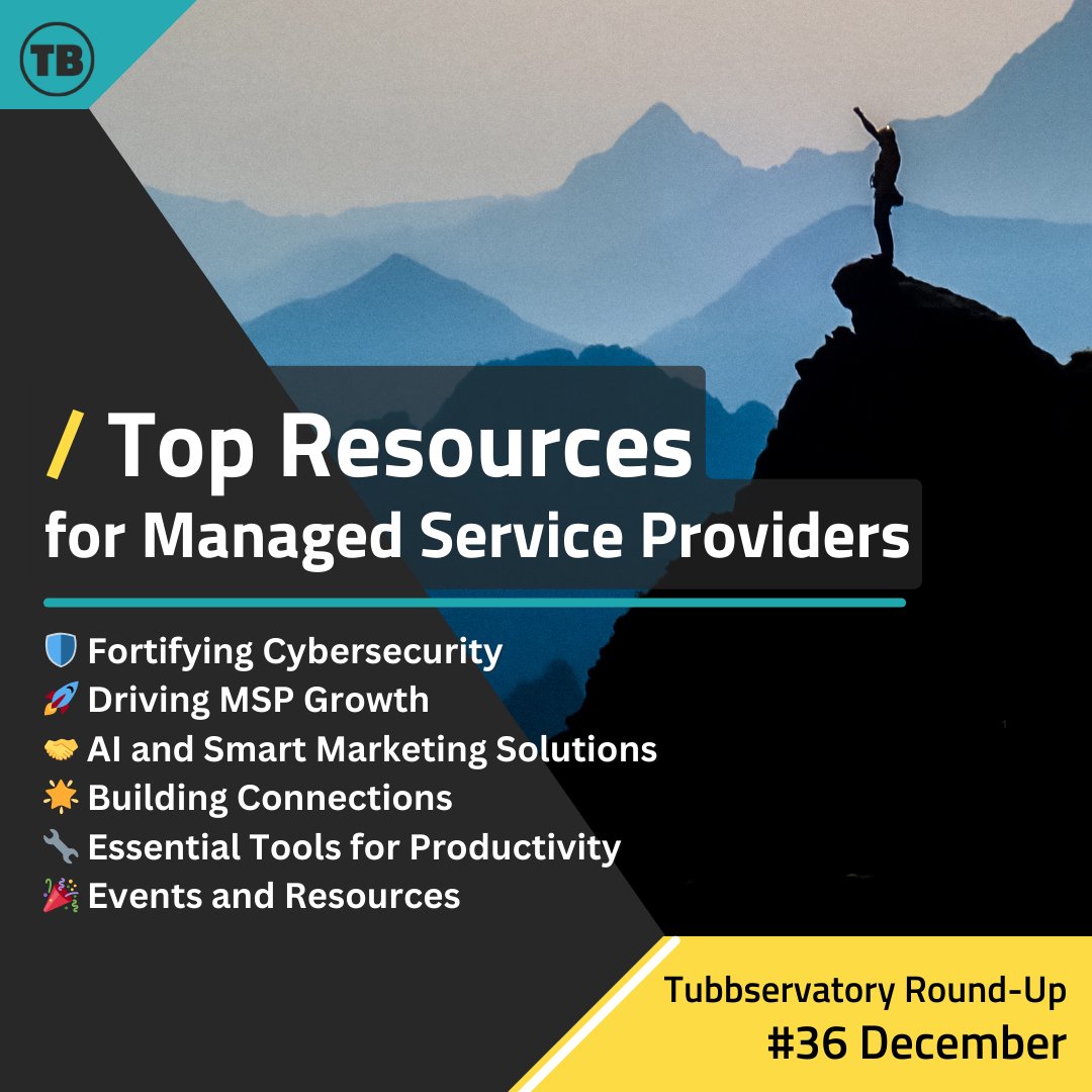 tubblog's tweet image. 🎥 December’s #Tubbservatory Round-Up is here!

This month’s highlights for #MSPs include:
✔️ Scaling strategies
📚 Must-read books
🤖 New AI tools like Alga PSA
🎉 Hilarious festive bloopers

👉 Watch now: tubblog.co.uk/blog/tubbserva…

#TechTips #MSPBusiness #ITLeadership