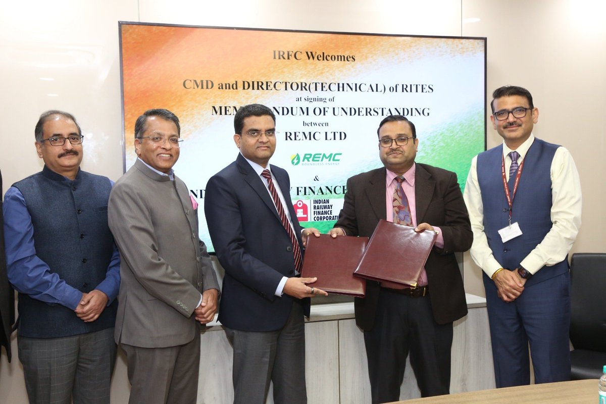 RITESLIMITED's tweet photo. Powering Progress Together! 
#RITES’ subsidiary @RemcLtd joins hands with @IRFC_1986 to explore innovative financing solutions for power projects. From renewable energy to thermal &amp; nuclear ventures, this partnership sets the tracks for sustainable growth!
@railminindia https://t.co/kUCcGwX8pq