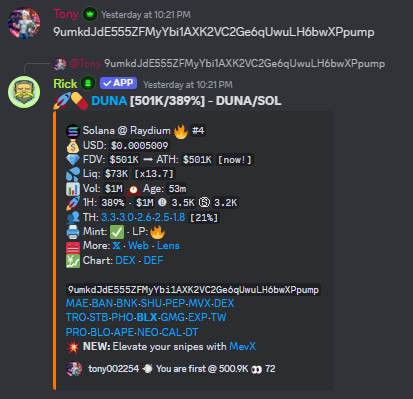 Happy new year fam. 
We just got a nice gift from <a href="/tonyscook/">Tony (The Cook)</a> 🤑

$DUNA 501k to 19M - 37x to start the year

Isn't that nice? 😂