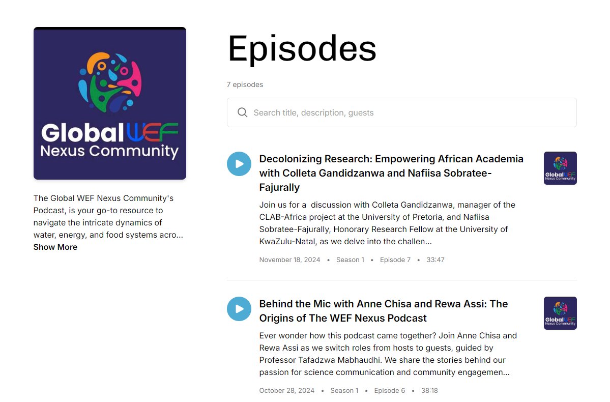 🎧 New in our resource collection: The hosts of the #podcast series "Unveiling synergies" invite their guests to uncover the interconnectness of #water, #energy, and #food systems. Listen here: bit.ly/3Pl97ua