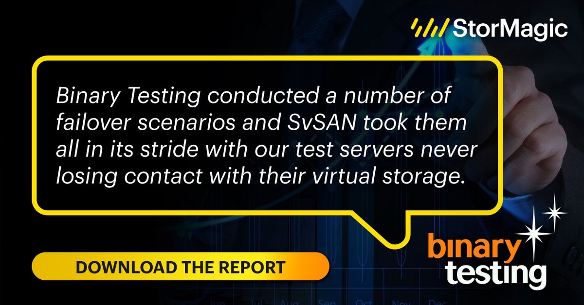 StorMagic's tweet image. ❌ Tired of complex, costly edge storage?
📘 The Binary Testing review highlights how #StorMagic #SvSAN solves it with:
✅ High availability
✅ Lightweight, cost-effective hardware
✅ Centralized management
🔗Read it in full here: hubs.ly/Q02_Yxmp0
#SoftwareDefinedStorage