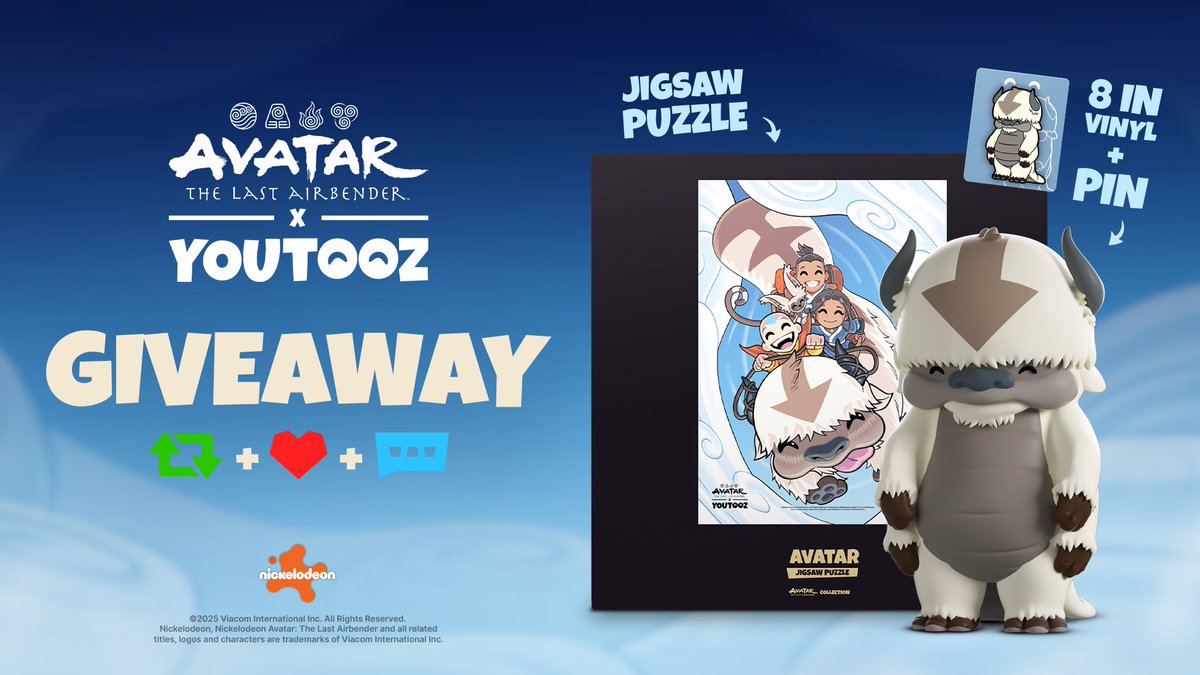 ☁️ avatar giveaway ☁️

to win the 8 inch appa &amp; the puzzle dropping tmrw retweet this post &amp; comment YIP YIP ☺️

3 winners announced tomorrow at 3pm est, goodluck!