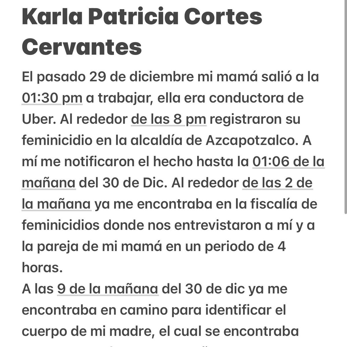 En este hilo describo lo que sucedió el día en que ocurrió el feminicidio de mi mamá Karla Patricia Cortes Cervantes. #JusticiaparaKarla