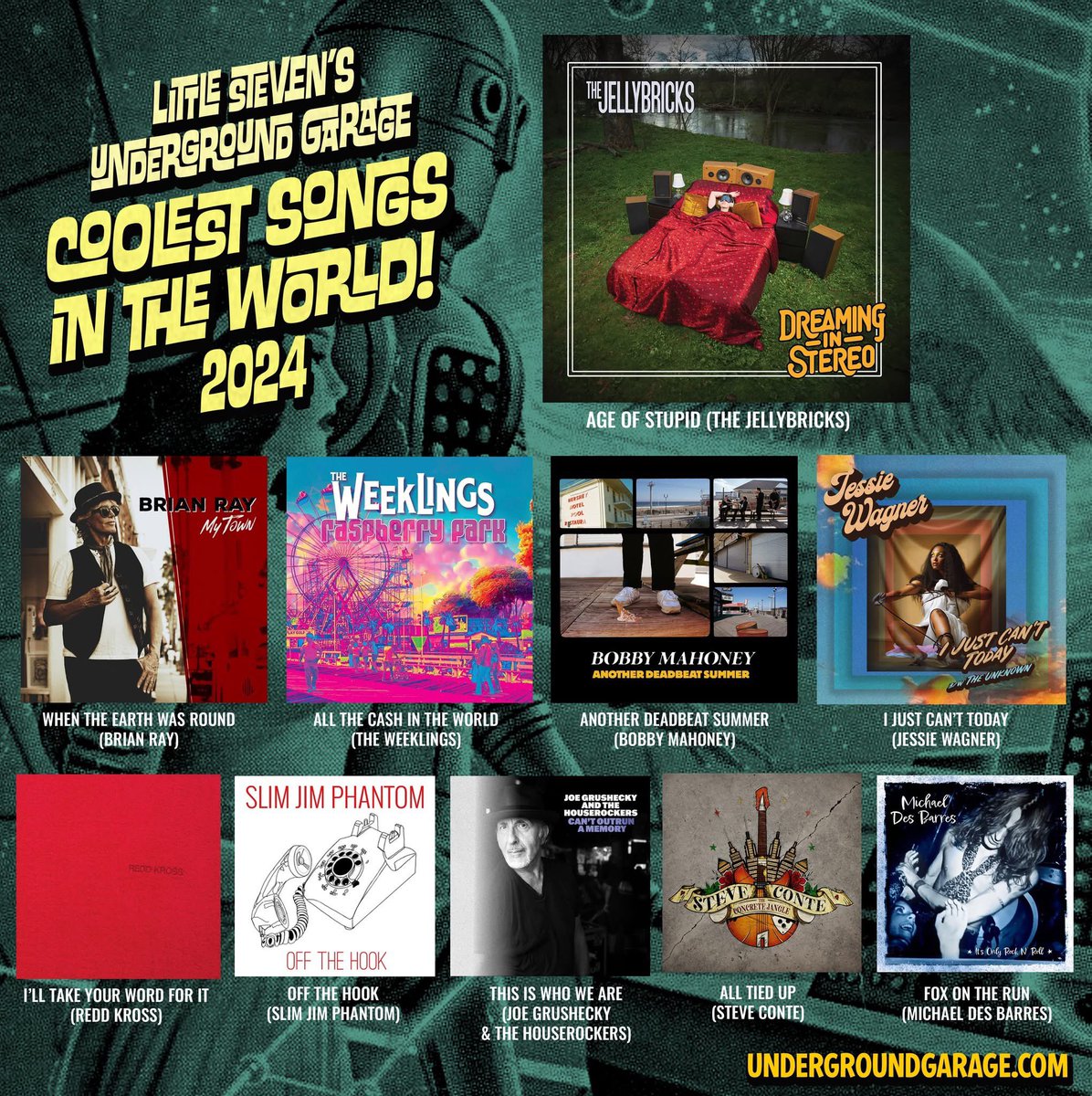 The Jellybricks (@thejellybricks) on Twitter photo YOU DID IT!! Your votes took Age of Stupid to the #1 Coolest Song in the World of 2024 in <a href="/littlesteven_ug/">Little Steven's Underground Garage</a>! Thanks to everyone who voted, and we can’t wait for you to hear our new single this Friday, and our new album in one month! Thank you! #HappyNewYear2025! 🎉#newmusic YOU DID IT!! Your votes took Age of Stupid to the #1 Coolest Song in the World of 2024 in <a href="/littlesteven_ug/">Little Steven's Underground Garage</a>! Thanks to everyone who voted, and we can’t wait for you to hear our new single this Friday, and our new album in one month! Thank you! #HappyNewYear2025! 🎉#newmusic