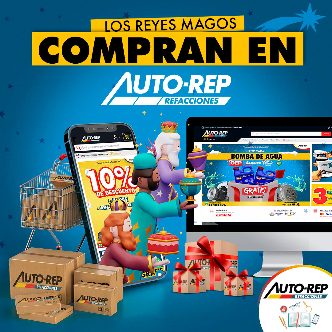 autorep_oficial's tweet image. ¡Que los Reyes Magos cuiden tu auto! Entra a autorep.mx y disfruta envío gratis desde $299  🚛🌟#AUTOREP #diadereyesmagos #mecanicos #refacciones #mantenimiento