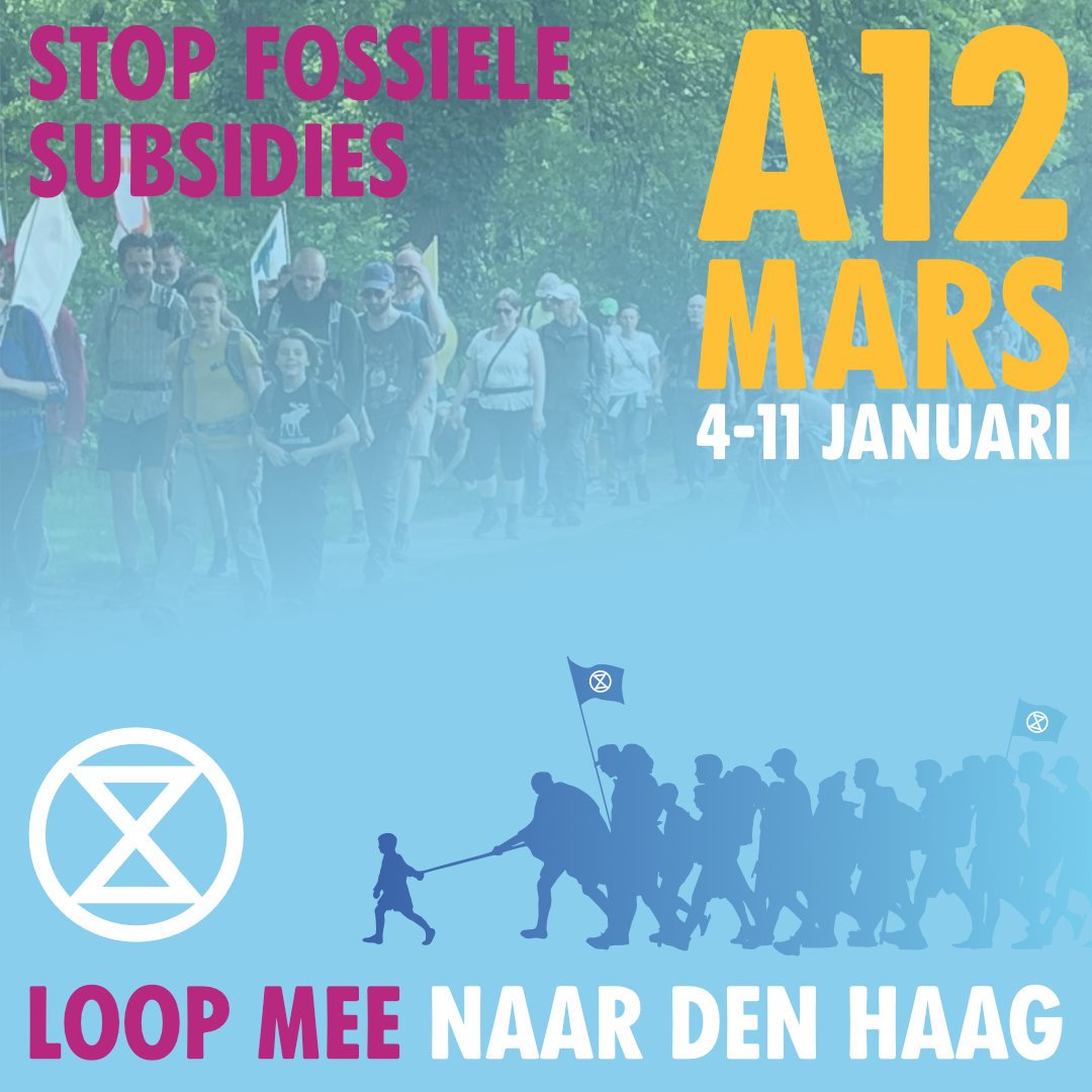 Doe mee aan de A12-mars! Vanaf 4 januari lopen we van Arnhem naar Den Haag en laten we onze stem horen: Stop Fossiele Subsidies! Een perfecte manier om je winterdip te verslaan en wat extra te bewegen! [1/2]