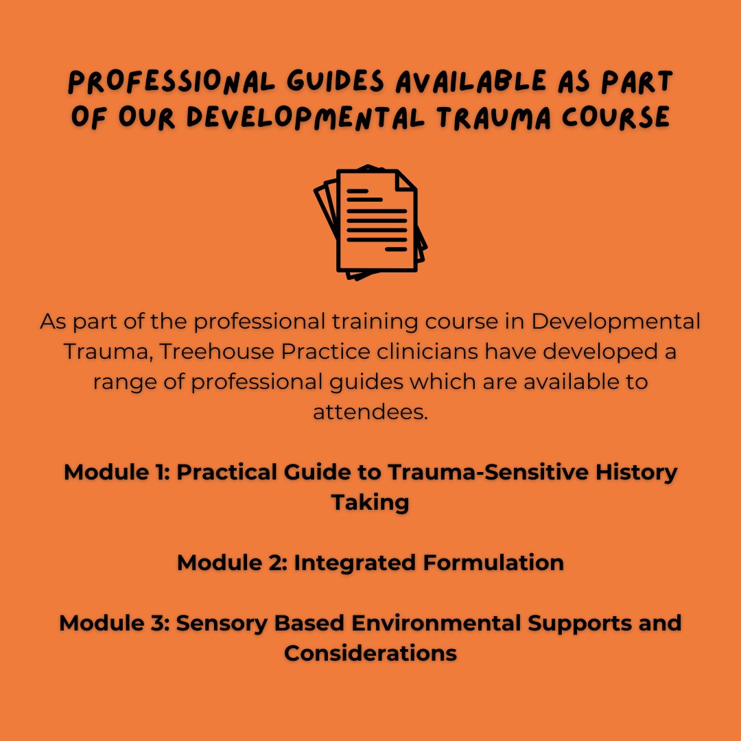 Treehouse Practice (@treehouse_ie) on Twitter photo As part of the professional training course in Developmental Trauma, Treehouse Practice clinicians have developed a range of professional guides which are available to attendees. As part of the professional training course in Developmental Trauma, Treehouse Practice clinicians have developed a range of professional guides which are available to attendees.