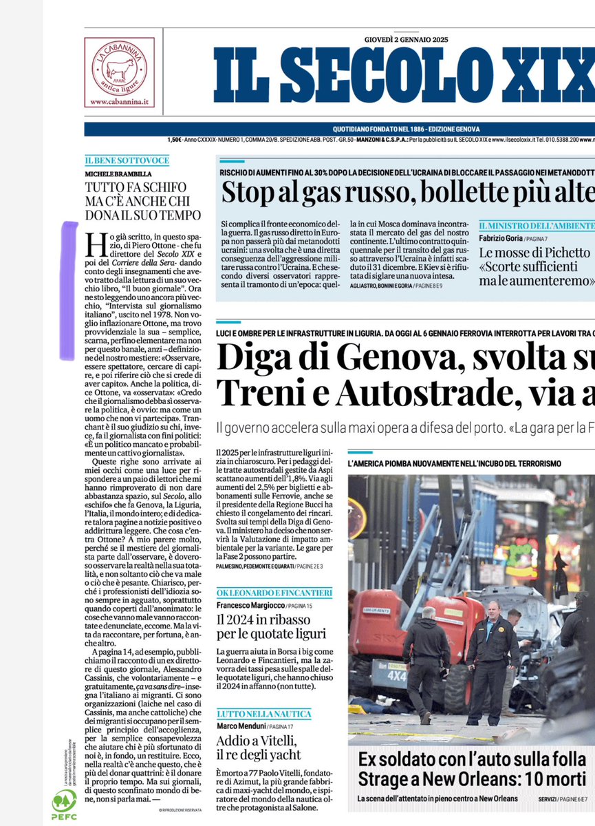 Sul <a href="/ilsecoloxix/">Il Secolo XIX</a> oggi Michele Brambilla ricorda un’altra delle vecchie regole di buon giornalismo di #PieroOttone