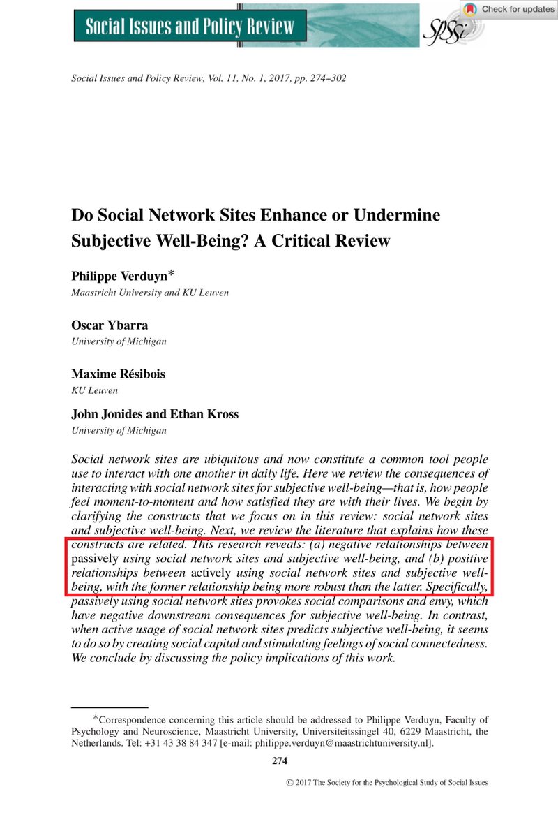 This paper shows that people who post actively on social media feel better than those who consume social media passively by lurking around.

I agree with this. My subjective well-being improved remarkably when I started posting regularly on social media.

Want to feel happy? Post
