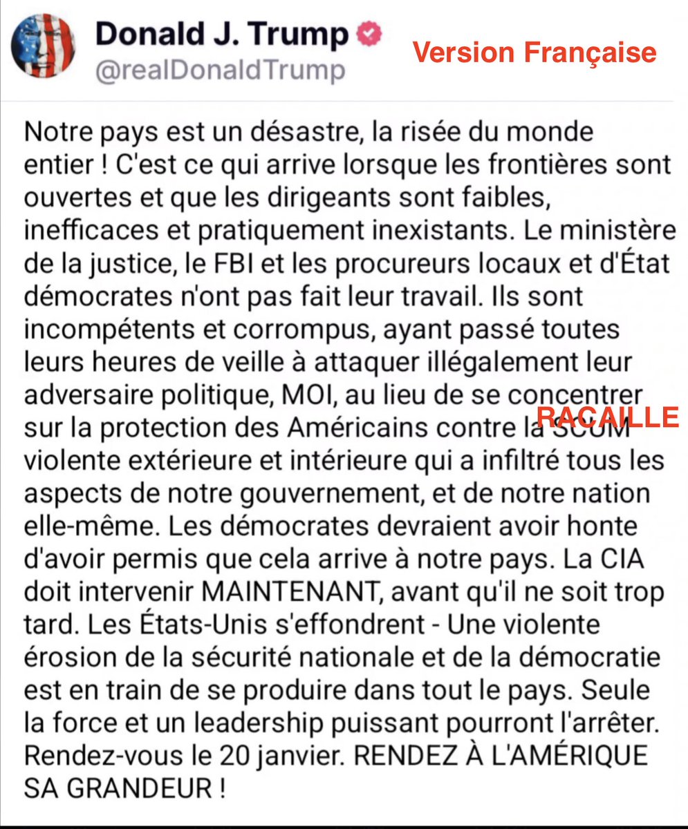 FredericHelbert's tweet image. Hier, #Trump  disait n'importe quoi sans savoir. Aujourd'hui, il tient des propos graves qui ramènent encore 1 fois tout à lui, et qui s'apparente à une menace vs  la #Démocratie &amp;amp; la #Constitution #US
V.O: Is #Trump a threat for #Democracy?  Just read what he wrote. ... You'll…