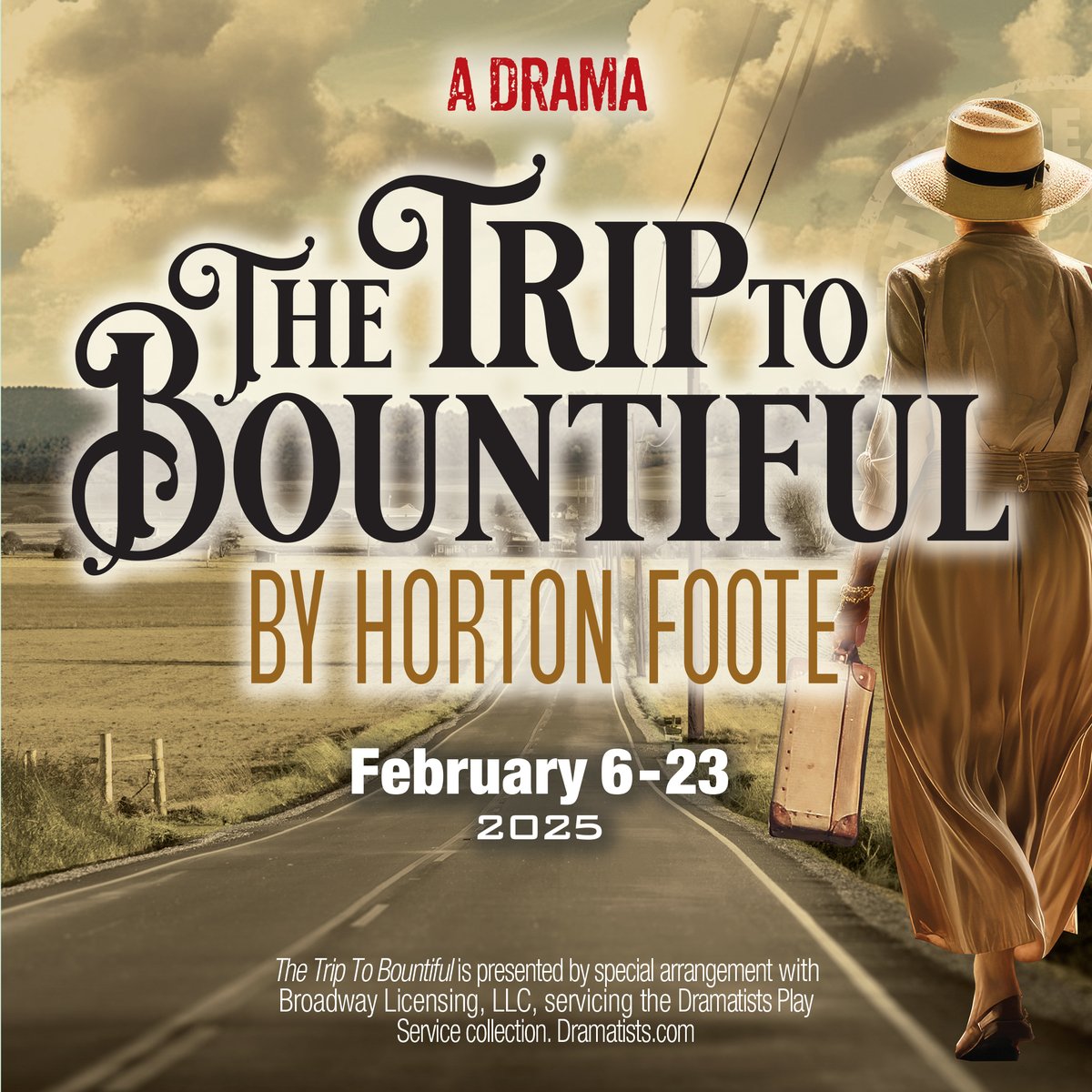 THE TRIP TO BOUNTIFUL, a drama by Horton Foote, playing on the Main Stage Feb 6 – 23.

Circle Reservations begin Jan 13
Subscriber Reservations begin Jan 20
Public Sales begin Jan 27
Tickets: $30
Preview, Thursday, Feb 6: $23

For tickets &amp; info, visit UnityBrenham.org.