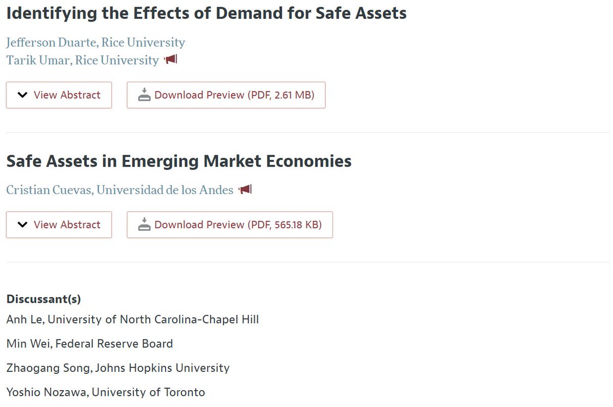 If you are in SF, consider stopping by tomorrow for this session on Safe Assets Markets #ASSA2025