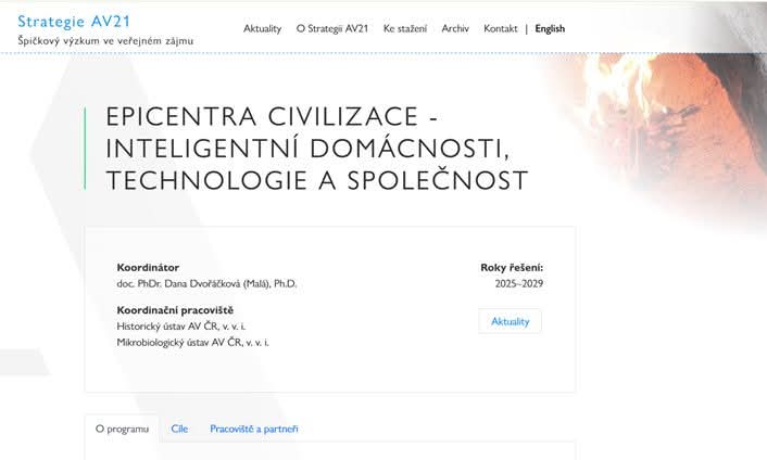 Historický ústav AV ČR, v. v. i. (@hiuav2017) on Twitter photo ‼️NOVÝ PROGRAM STRATEGIE AV21 2025-2029
<a href="/HiuAV2017/">Historický ústav AV ČR, v. v. i.</a> bude ve spolupráci
s <a href="/MBU_AVCR/">Mikrobiologický ústav AV ČR</a> koordinovat nový program Strategie AV21 - "Epicentra civilizace - inteligentní domácnosti, technologie a společnost"
Více informací o zaměření a cílech strategie.avcr.cz/programy/epice… ‼️NOVÝ PROGRAM STRATEGIE AV21 2025-2029
<a href="/HiuAV2017/">Historický ústav AV ČR, v. v. i.</a> bude ve spolupráci
s <a href="/MBU_AVCR/">Mikrobiologický ústav AV ČR</a> koordinovat nový program Strategie AV21 - "Epicentra civilizace - inteligentní domácnosti, technologie a společnost"
Více informací o zaměření a cílech strategie.avcr.cz/programy/epice…