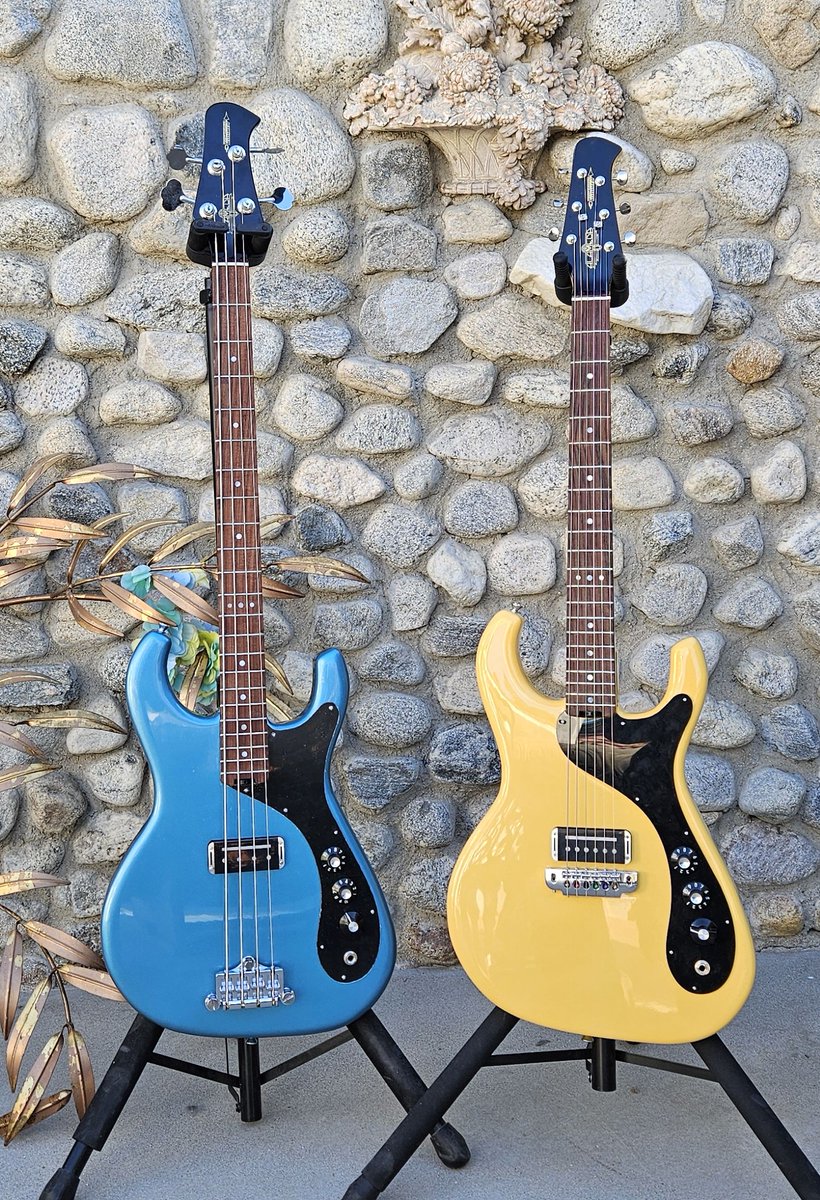 melwaldorffff's tweet photo. Something old, something new, something yellow, something blue!  Introducing my new Rockaway Rocket model guitar and bass!  Both feature my high gain Off Kiltertron pickups.  Guitar scale is 25.5" Bass is 32"

Check them out at my booth at NAMM, #5438 https://t.co/EUBfzxiAYS
