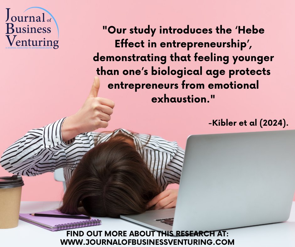 🎙️ Kibler et al. studied the impact of both biological and subjective age on entrepreneurial wellbeing and behavior. 

See the full study published in #JBV here: lnkd.in/dZXNKPKu