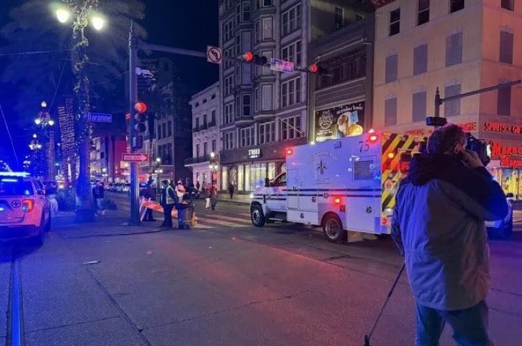 PopBase's tweet photo. U.S. news on New Year’s Day:

• Dozens ran over and 15 killed by truck in New Orleans terror attack
• Cybertruck explodes outside of Trump Hotel in Las Vegas after explosives were planted inside 
• 10 injured in shooting at Queens, New York nightclub https://t.co/kmvBDAGver