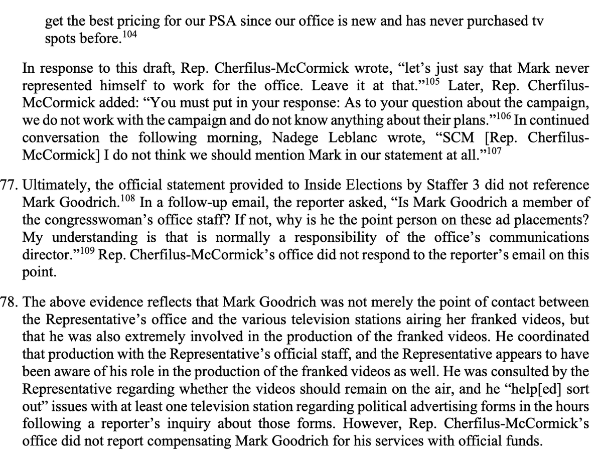 Wow! Two and a half years later, the House Ethics Committee has released the OCE report into Rep. Sheila Cherfilus-McCormick.

Turns out Cherfilus-McCormick personally intervened to hide the role of a key political operative, Mark Goodrich, who I was writing about.