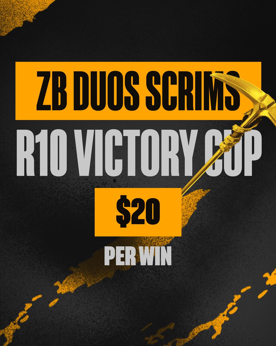 • Hosting R10 ZB Duos Scrims 🏆 :

- Conditions to Play :

⚠️ Follow <a href="/Niksa_fn/">R10 Niksa</a> 
⚠️ RT this Post

Streaming on Twitch : twitch.tv/r10niksa
● 2nd January (Tonight)
⏰️ 21:00 (French Time) - 8pm UK Time 
 
💵 $20 (split) a win 
❌️ No Zone Rules 

⚠️ If we have 2 Active