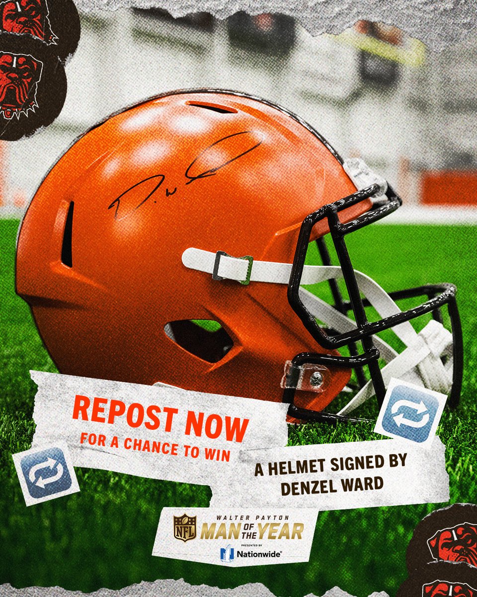 Cleveland Browns (@browns) on Twitter photo 🚨 WIN a helmet signed by our very own #WPMOYChallenge nominee, <a href="/denzelward/">Denzel Ward</a>! 🚨
Hit us with a repost for your chance to win. Since today is a double vote day, each entry also counts as two votes cast for Denzel!
<a href="/Nationwide/">Nationwide</a> | #WPMOY 🚨 WIN a helmet signed by our very own #WPMOYChallenge nominee, <a href="/denzelward/">Denzel Ward</a>! 🚨
Hit us with a repost for your chance to win. Since today is a double vote day, each entry also counts as two votes cast for Denzel!
<a href="/Nationwide/">Nationwide</a> | #WPMOY