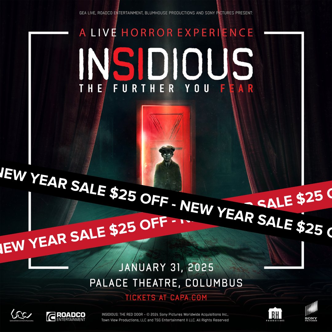 CAPA (@capacolumbus) on Twitter photo Start 2025 with a scare 👻  All tickets are $25 off for INSIDIOUS: The Further You Fear with promo code FEAR25! 😱 
❗ This deal won't last long: Save your seat now through Friday, January 10, to save $25 on any available tickets: my.cbusarts.com/8099 Start 2025 with a scare 👻  All tickets are $25 off for INSIDIOUS: The Further You Fear with promo code FEAR25! 😱 
❗ This deal won't last long: Save your seat now through Friday, January 10, to save $25 on any available tickets: my.cbusarts.com/8099