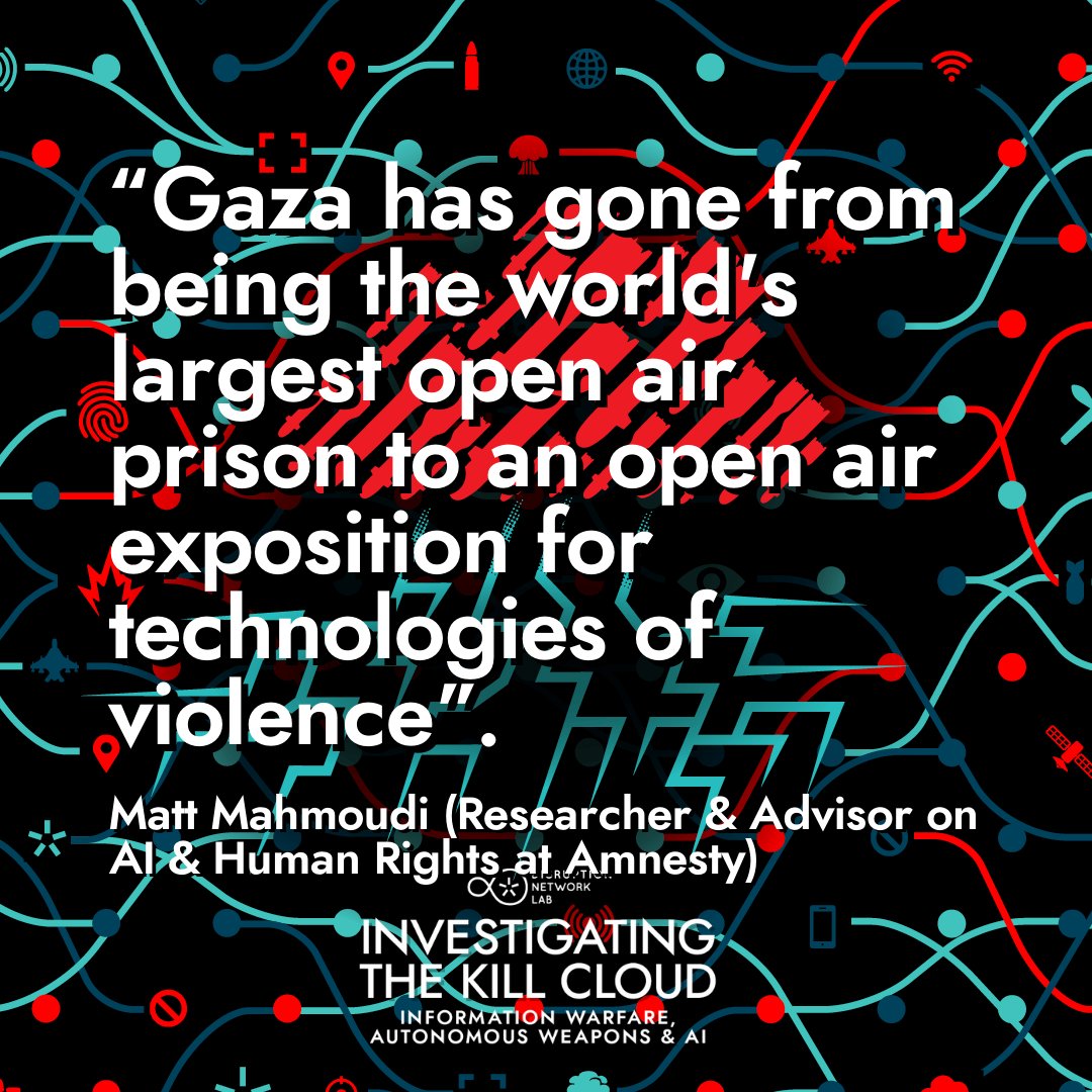 Disruption Network Lab (@disruptberlin) on Twitter photo Matt Mahmoudi (Researcher & Advisor on AI & Human Rights) discusses how #Palestine is being instrumentalized for the development of vast architectures of #surveillance and control. Watch the full panel here: dnlb.org/34video.
#DNL34 #KillCloud  #AI #Gaza @DocMattMoudi Matt Mahmoudi (Researcher & Advisor on AI & Human Rights) discusses how #Palestine is being instrumentalized for the development of vast architectures of #surveillance and control. Watch the full panel here: dnlb.org/34video.
#DNL34 #KillCloud  #AI #Gaza @DocMattMoudi