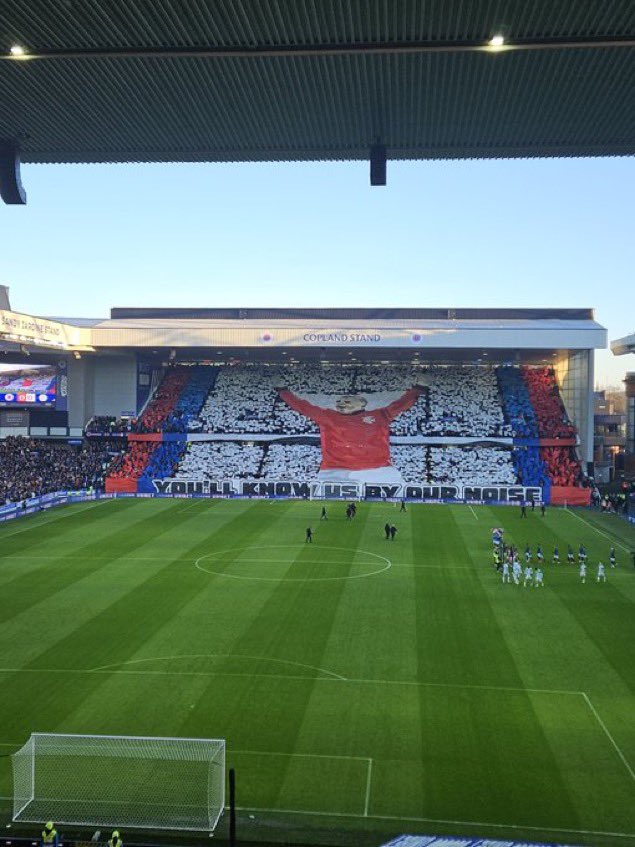 Very proud of the ranger’s supporters today for putting this tifo up before the rangers v Celtic match COYR